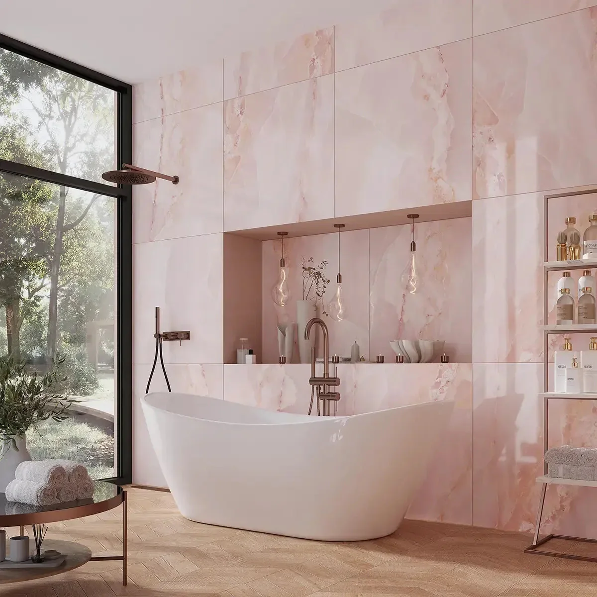 Pink Onyx Wall Cladding Application